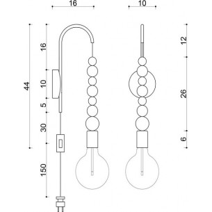 Loft Sfarer grey wooden pendant wall lamp with plug Kolorowe Kable 2