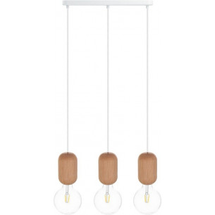 Barille III triple wooden pendant lamp on strip Kolorowe Kable