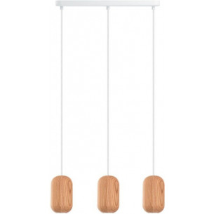 Barille Mini III triple wooden pendant lamp on rail Kolorowe Kable