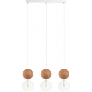 Sferni III wooden balls pendant lamp on rail Kolorowe Kable