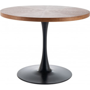 Amadeo 100cm walnut&amp;black matt round table on one leg Signal