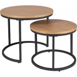 Amaro oak&amp;black set of round coffee tables Signal