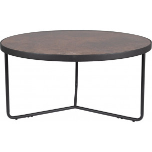 Antila 80cm brown stone effect&amp;black round glass coffee table Signal