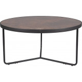 Antila 80cm brown stone effect&amp;black round glass coffee table Signal