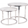 Atlanta II B white marble&amp;chrome set of round coffee tables Signal