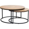 Atlanta III oak&amp;black matt set of round coffee tables Signal