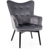 Carmen grey&amp;black matt velvet armchair Signal