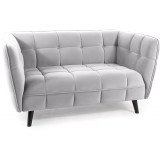 Sofa welurowa 2 osobowa Castello Velvet 145cm jasny szary/wenge Signal