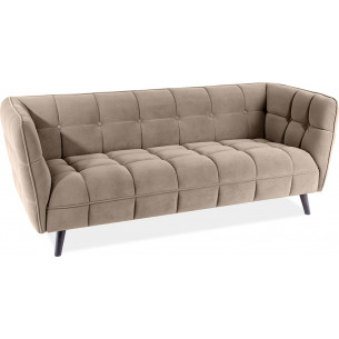 Castello 200cm dark beige&amp;wenge 3-seater velvet sofa Signal