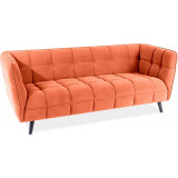 Sofa welurowa 3 osobowa Castello Velvet 200cm rudy/wenge Signal