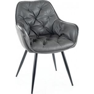 Cherry grey&amp;black matt quilted eco-leather chair Signal