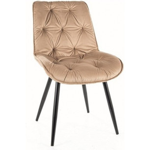 Cherry II beige&amp;black matt quilted velvet chair Signal