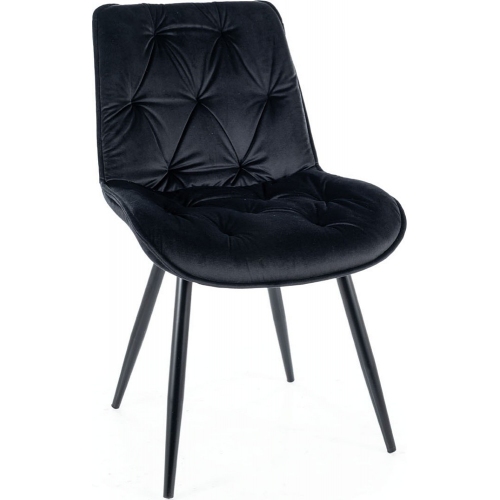 Krzesło welurowe pikowane Cherry II Velvet czarny/czarny mat Signal