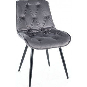 Cherry II grey&amp;black matt quilted velvet chair Signal