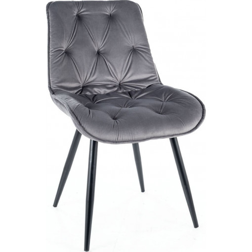 Cherry II grey&amp;black matt quilted velvet chair Signal