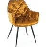 Wygodne i eleganckie Krzesło fotelowe pikowane Cherry Monolith curry/czarny mat Signal do salonu i jadalni