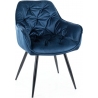 Wygodne i eleganckie Krzesło fotelowe pikowane Cherry Monolith granatowy/czarny mat Signal do salonu i jadalni