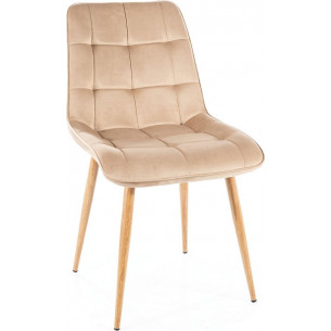 Chic D beige&amp;oak quilted velvet chair Signal