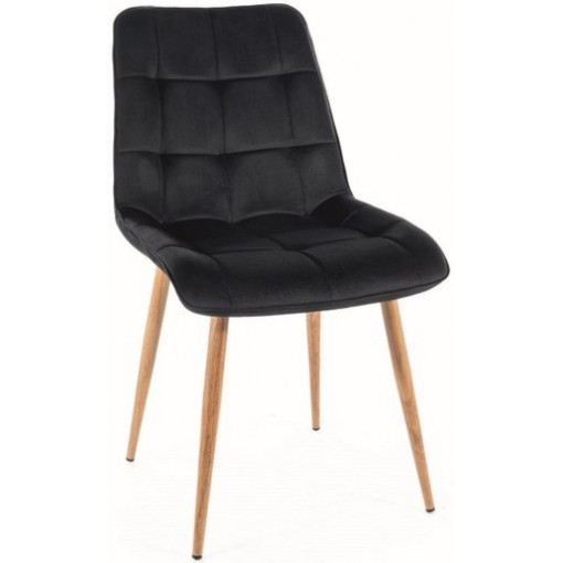 Chic D black&amp;oak quilted velvet chair Signal