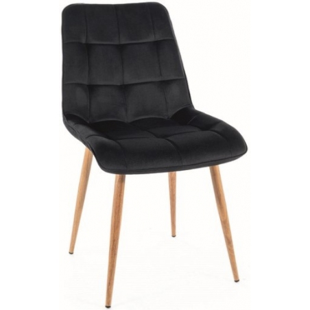 Krzesło welurowe pikowane Chic D Velvet czarny/dąb Signal