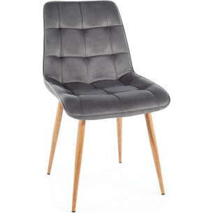 Chic D grey&amp;oak quilted velvet chair Signal