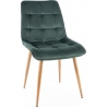 Krzesło welurowe pikowane Chic D Velvet zielony/dąb Signal