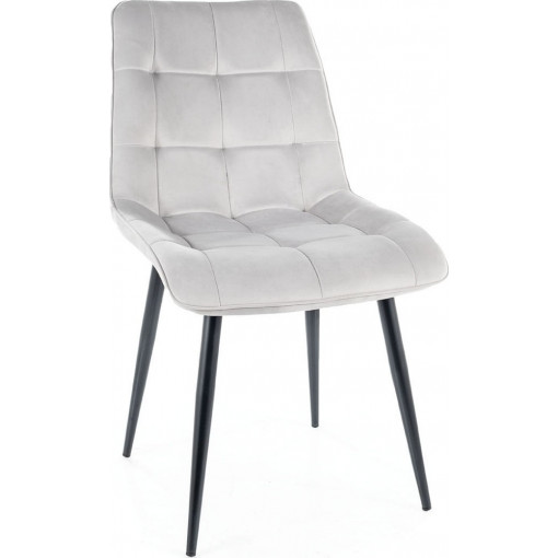 Chic light grey quilted velvet chair Signal