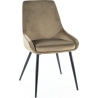 Krzesło welurowe Cobe Velvet oliwkowy/czarny mat Signal