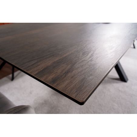 Stół rozkładany z ceramicznym blatem Colubmus 160x90cm efekt drewna/czarny mat Signal
