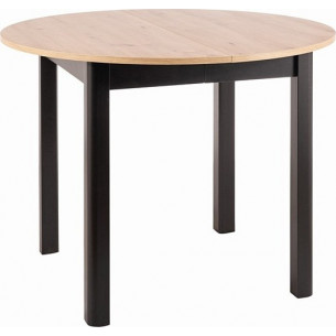 Dante 102cm oak artisan&amp;black matt round extendable dining table Signal