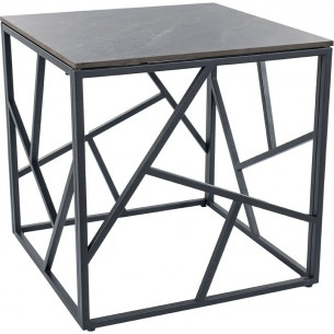 Escada III 55x55cm black marble effect&amp;black ceramic coffee table Signal