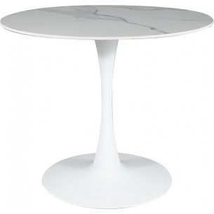 Espero 90cm white marble&amp;white round table on one leg Signal