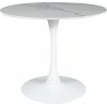 Stół okrągły na jednej nodze Espero 90cm biały marmur/biały Signal