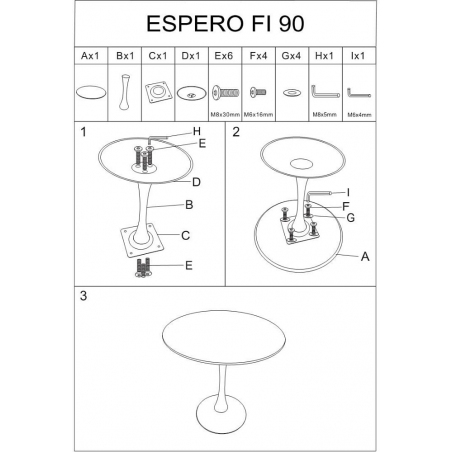 Stół okrągły na jednej nodze Espero 90cm biały marmur/biały Signal