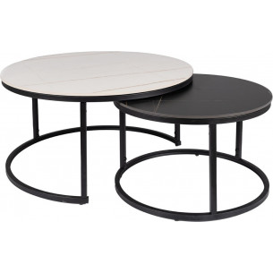 Ferrante B white marble&amp;black marble&amp;black matt round coffee tables set Signal