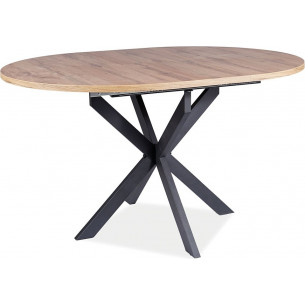 Gaston 100cm oak artisan&amp;black mat round extendable table Signal