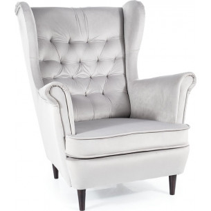 Harry light grey quilted velvet armchair Signal