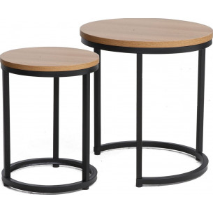 Hola oak&amp;black set of round coffee tables Signal