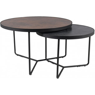 Italia grey&amp;brown&amp;stone effect&amp;black set of round glass tables Signal