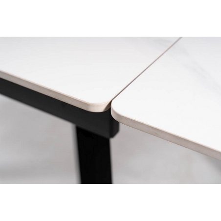 Stół rozkładany ceramiczny John 120x85cm biały efekt marmuru/czarny Signal