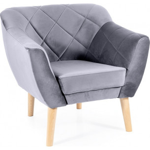 Karo grey&amp;beech quilted velvet armchair Signal