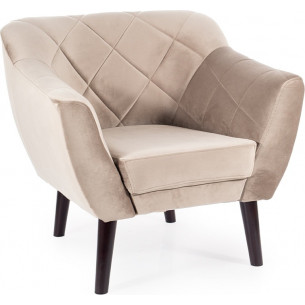 Karo beige&amp;wenge quilted velvet armchair Signal