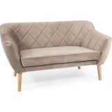 Sofa welurowa 2 osobowa Karo Velvet 140cm ciemny beż/buk Signal