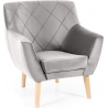 Kier light grey&amp;beech quilted velvet armchair Signal