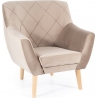 Kier dark beige&amp;beech quilted velvet armchair Signal