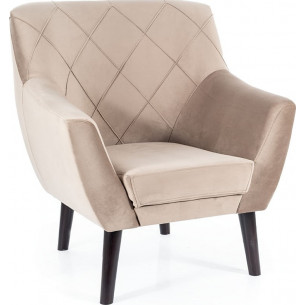 Kier dark beige&amp;wenge quilted velvet armchair Signal