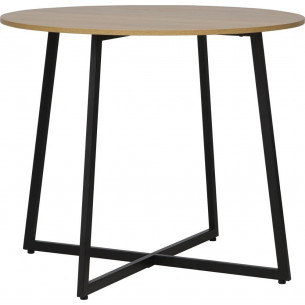 Luna 90cm oak&amp;black matt round loft dining table Signal