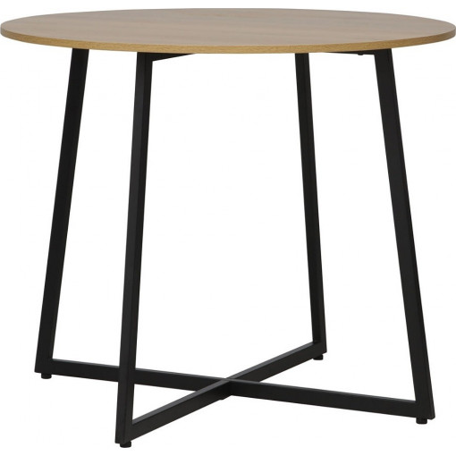 Luna 90cm oak&amp;black matt round loft dining table Signal