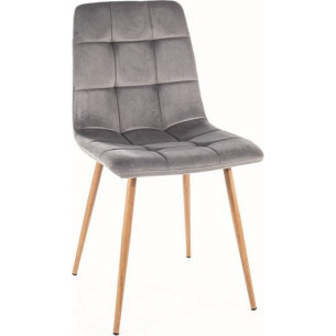 Mila D gray&amp;oak quilted velvet chair Signal