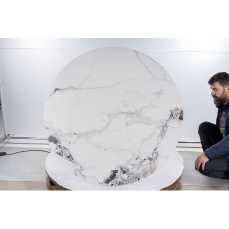 Stół ceramiczny glamour Murano 120cm biały efekt marmuru/chrom Signal